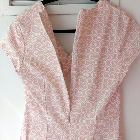 NWOT Stretch Cotton Sheath Dress Pink Geometric Print Pattern - Picture 8 of 8